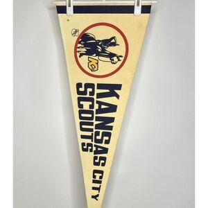 Vtg Kansas City Scouts NHL Hockey Pennant 30 x 12 Full Size Logo Rare Defunct